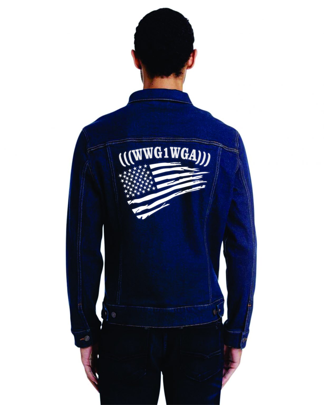 Denim Jacket - Reflective (((WWG1WGA))) With American Flag